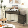 Computer Desk with 5 Drawers Home Office Desk with Side File Cabinet-Grey - Gallery View 1 of 10