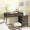 Computer desk with grey wood finish, featuring 5 drawers and a side file cabinet, ideal for home office organization.