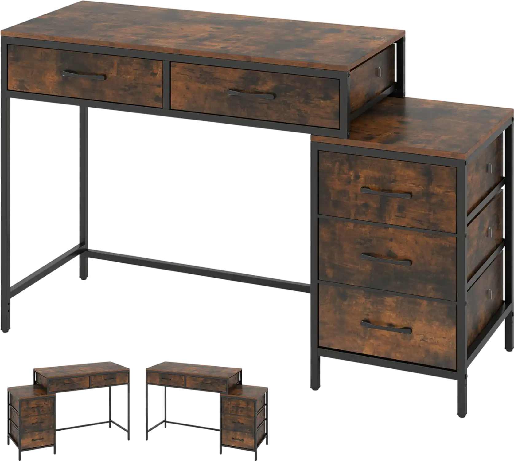 Costway Reversible Computer Desk w/ 5 Drawers & Printer Stand 86297790 New