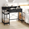 Computer Desk with Power Outlets 42inch Writing Desk with Hutch Drawer and 2 Open Shelves-Black - Gallery View 1 of 10