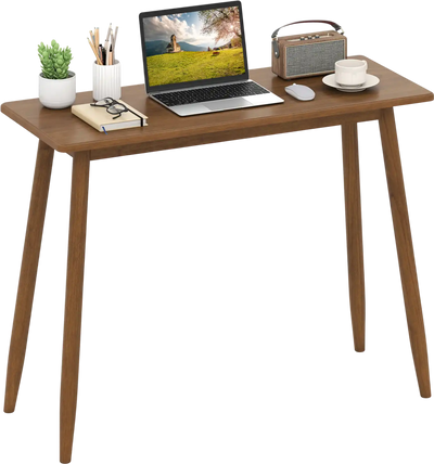 Costway Computer Writing Desk Wooden Rubber Wood Legs Spacious Tabletop 50319597 New