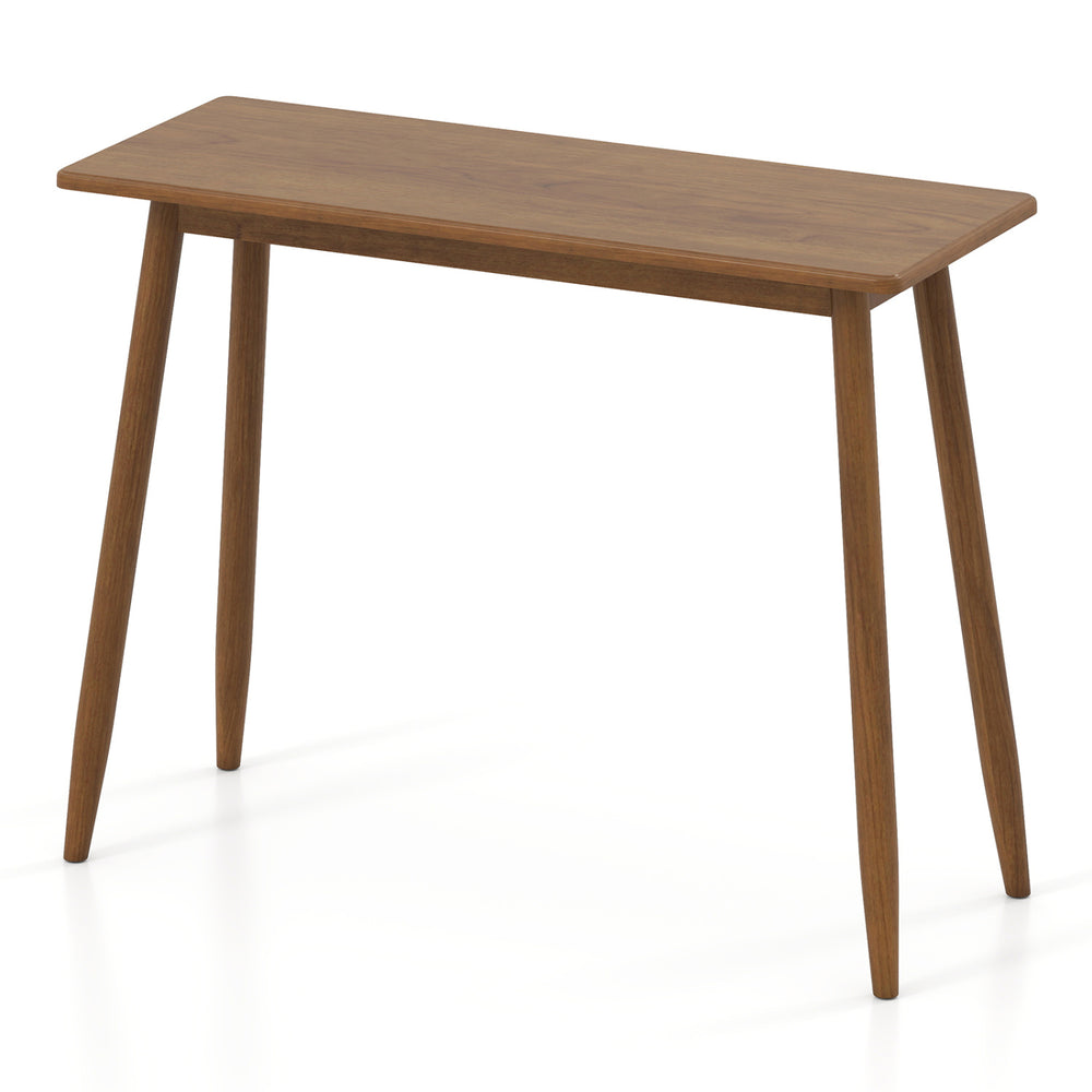 Walnut wooden writing desk with rubber wood legs features a spacious tabletop, ideal for study, gaming, or dining.