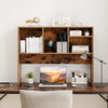 Computer desktop bookcase in coffee finish with 4 cubbies and open back compartment for ample storage and stability.