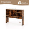 Computer desktop bookcase in coffee finish, featuring 4 cubbies and open back compartment for ample storage.