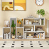 Concave and convex white bookshelf set with three open shelves, ideal for displaying items in living rooms or offices.