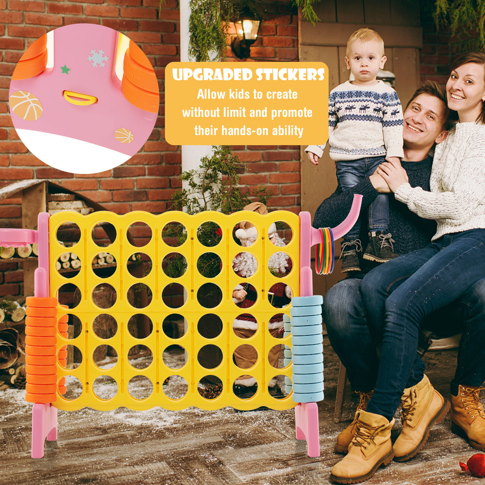 4-in-a-Row Connect Game with Basketball Hoop and Toss Ring-Pink - Gallery View 1 of 10