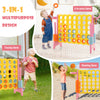 4-in-a-row connect game in pink featuring basketball hoop and toss rings, perfect for indoor and outdoor fun.