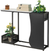 43.5-inch console table with faux marble top and plant positions, perfect for displaying decor in any indoor setting.