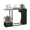 Stylish 43.5-inch console table with faux marble top, black metal frame, and two plant positions for decorative display.