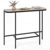 Console table with gray faux marble tabletop and heavy-duty metal frame, perfect for entryways and living rooms.