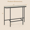 Console table with faux marble tabletop and heavy-duty metal frame, measuring 44" x 12" x 36", ideal for entryways.