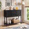 Console Table with 2 Drawers and 2 Door Cabinets and Bottom Storage Shelf-Black - Gallery View 1 of 10