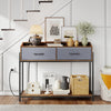 Console Table with Charging Station 110 cm Narrow Entryway Table with 2 Drawers and Shelves-Rustic Brown - Gallery View 1 of 10