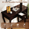 Espresso console table with drawer, solid pine wood frame, and curved legs, perfect for hallway or living room use.