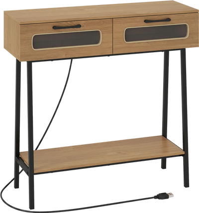 Costway LED Console Table Entryway Hallway Open Shelf 25375709 New