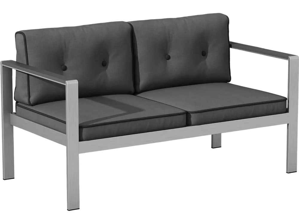Contemporary 2-person sofa chair with WPC armrests, showcasing a modern design and soft cushions for comfortable.