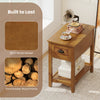 Contemporary chairside end table in yellow with a drawer and shelf, perfect for living room or bedroom storage.