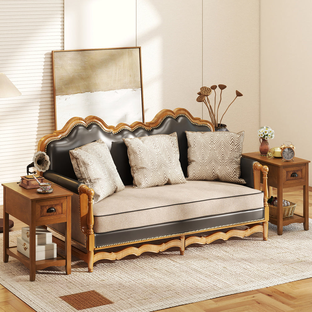 Compact yellow chairside end table with drawer and shelf, featuring a retro design for stylish home decor.