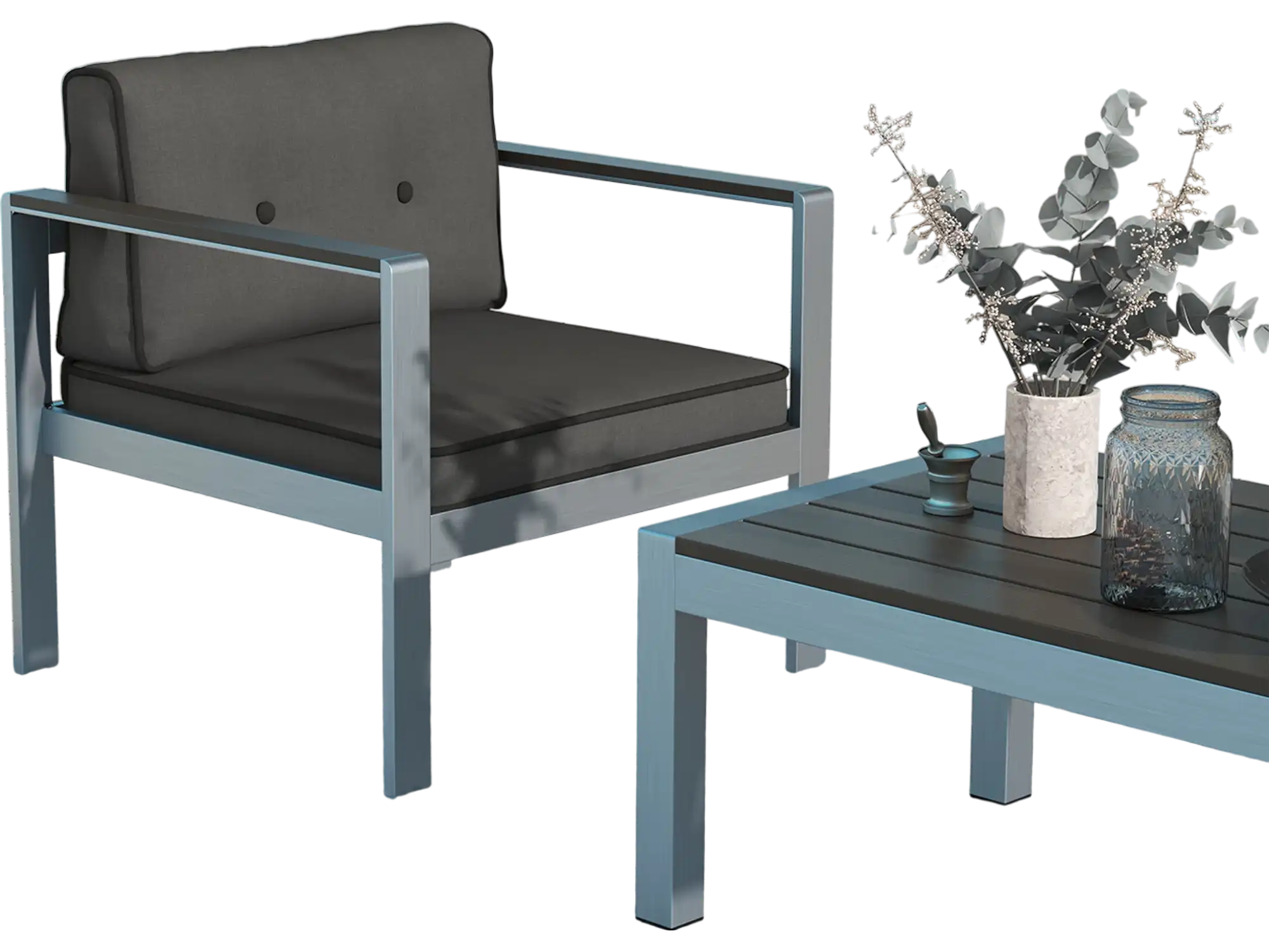 Costway Contemporary Patio Sofa Chair Gray WPC Armrests Back Cushions 19863725 New
