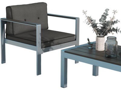 Costway Contemporary Patio Sofa Chair Gray WPC Armrests Back Cushions 19863725 New