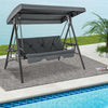 Convertible 3-Seat Patio Porch Swing Chair to Flat Bed with Adjustable Canopy-Gray - Gallery View 1 of 10