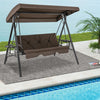 Convertible 3-Seat Patio Porch Swing Chair to Flat Bed with Adjustable Canopy-Brown - Gallery View 1 of 10