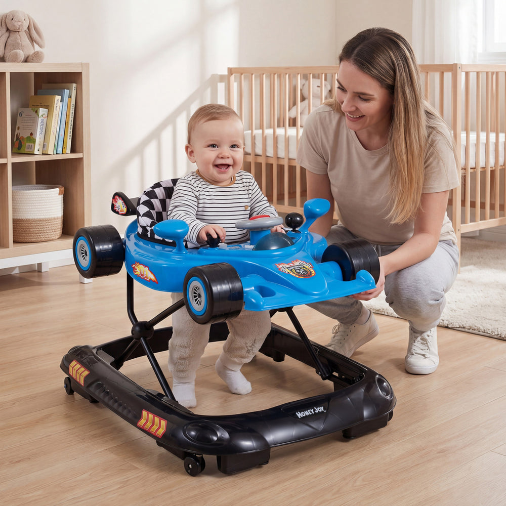 Convertible Baby Walker with 3 Adjustable Height Settings-Blue - Gallery View 1 of 10
