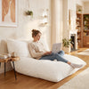Convertible Bean Bag Floor Sofa with Machine-washable Corduroy Cover-Beige - Gallery View 1 of 10