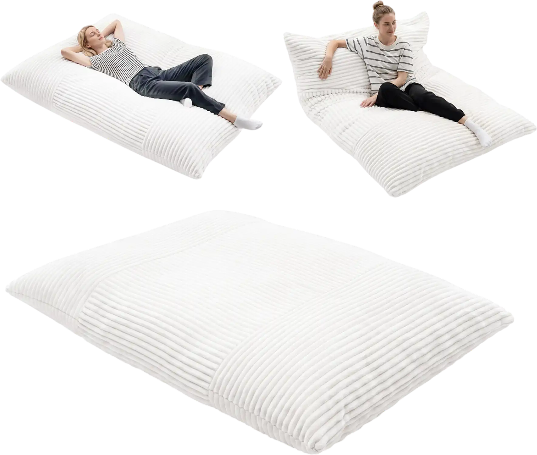 Costway Convertible Bean Bag Floor Sofa Chair Machine-Washable Corduroy Cover 72809760 New
