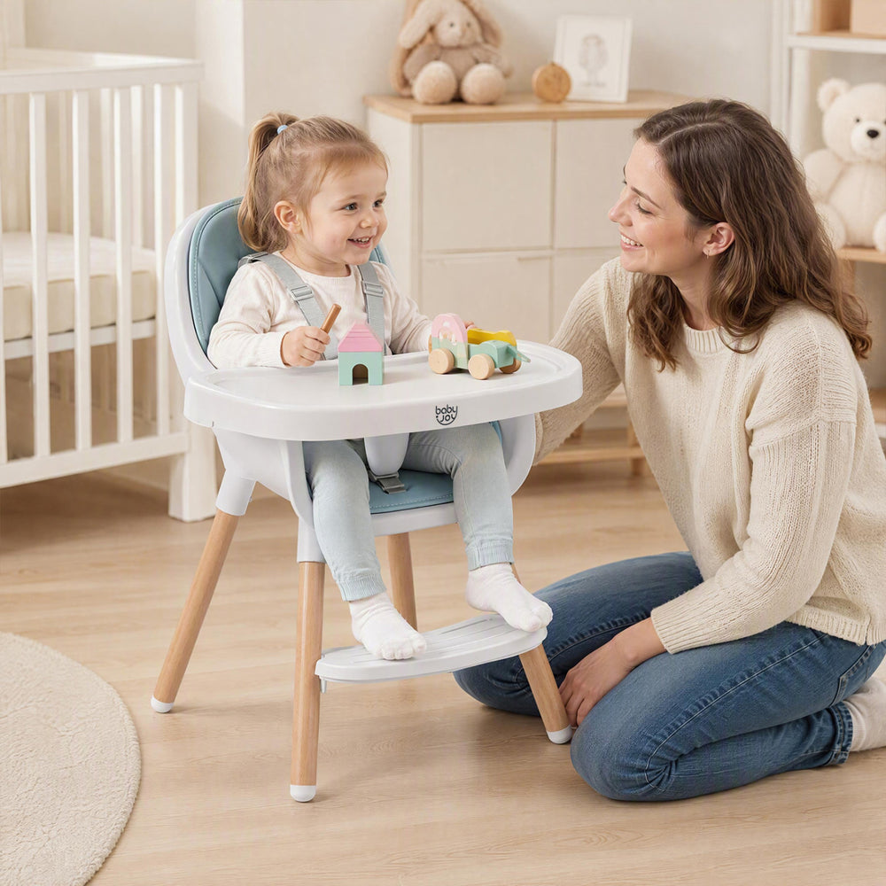 Convertible High Chair with 5-Point Harness for Babies and Toddlers-Blue - Gallery View 1 of 11
