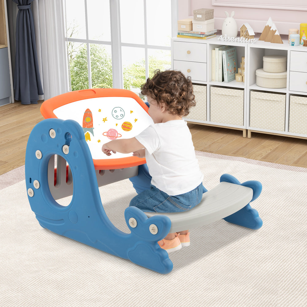 Convertible Kids Activity Table Set Toddler Easel with Erasable Whiteboard-Blue - Gallery View 1 of 9