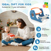 Convertible kids activity table set in blue with a double-sided tabletop, ideal for drawing and dining for toddlers.