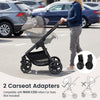 Convertible travel baby stroller in blue with 2 car seat adapters, designed for comfort and convenience on the go.