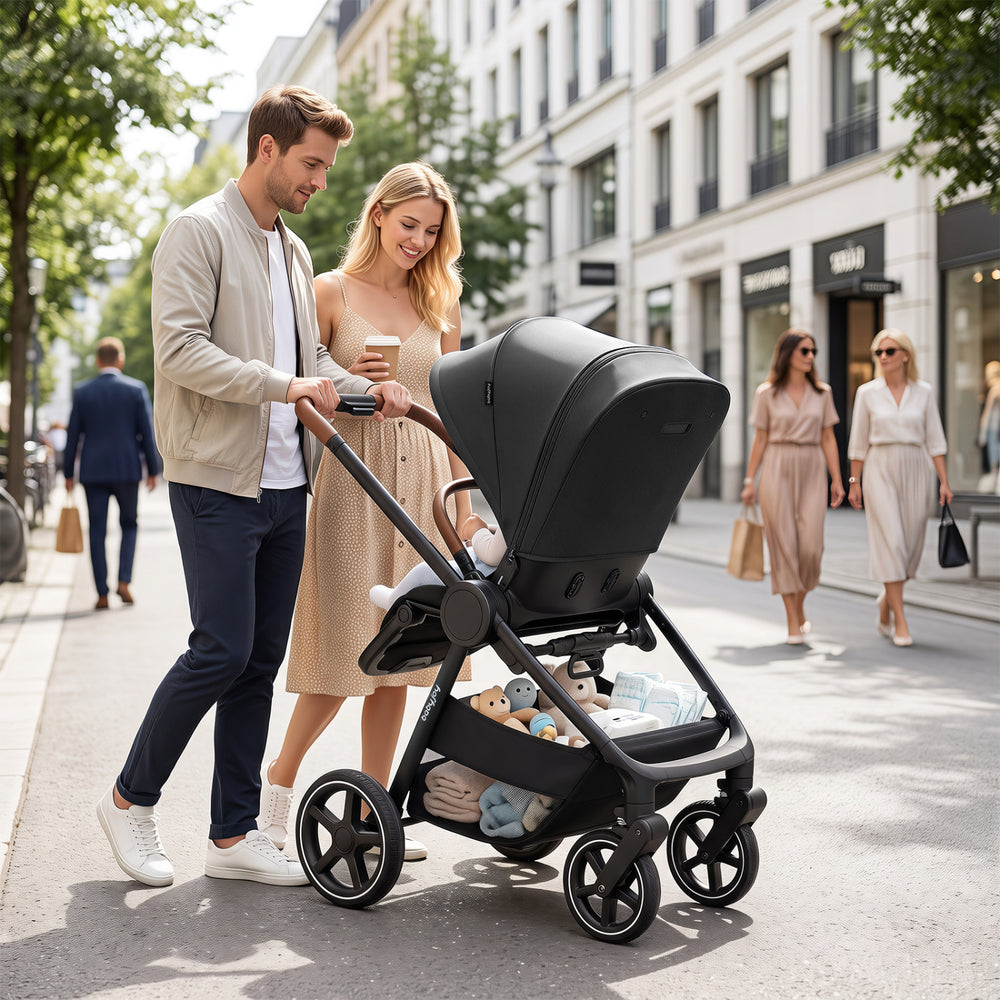Convertible Travel Baby Stroller with Car Seat Adapters-Black - Gallery View 1 of 10