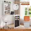Convertible wall-mounted table with chalkboard, ideal for space-saving storage and a handy working surface.