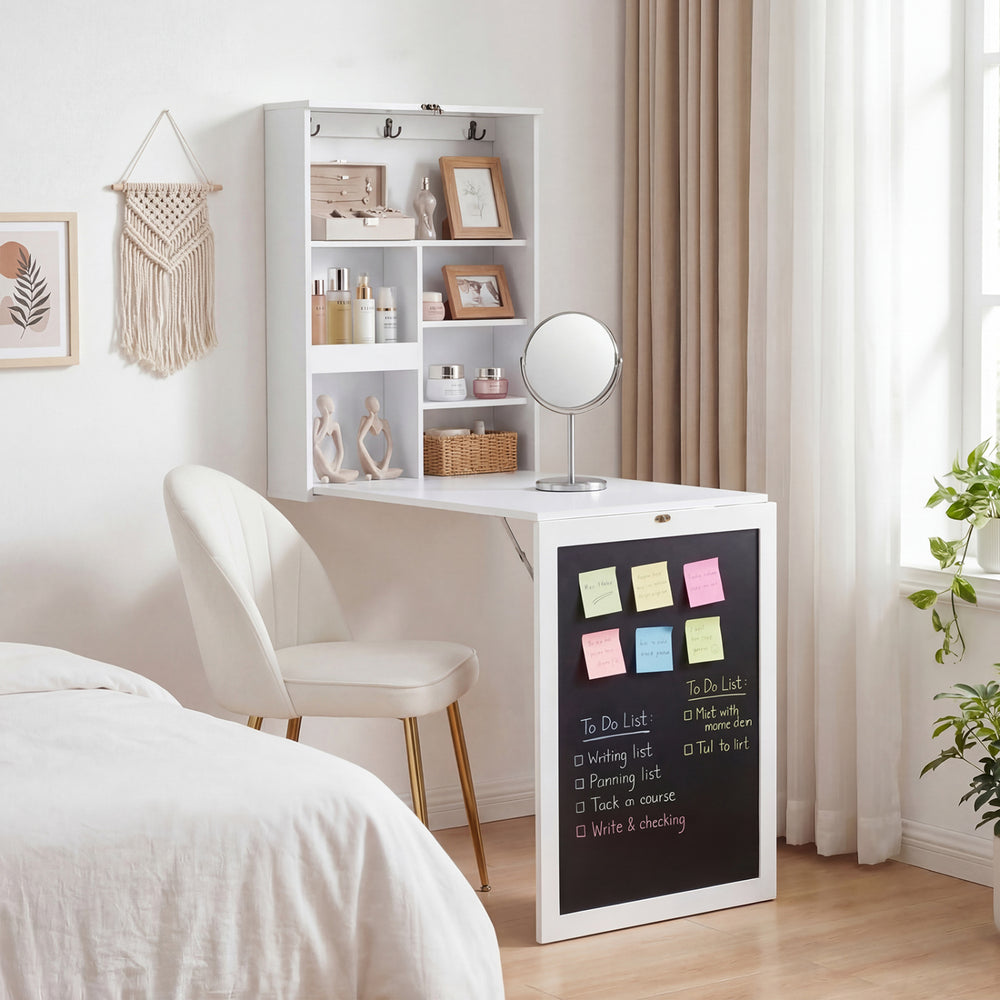 Convertible Wall Mounted Table with A Chalkboard-White - Gallery View 1 of 10