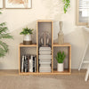 Convex bookshelf featuring a geometric design with three open shelves, ideal for organizing books and decor in any room.