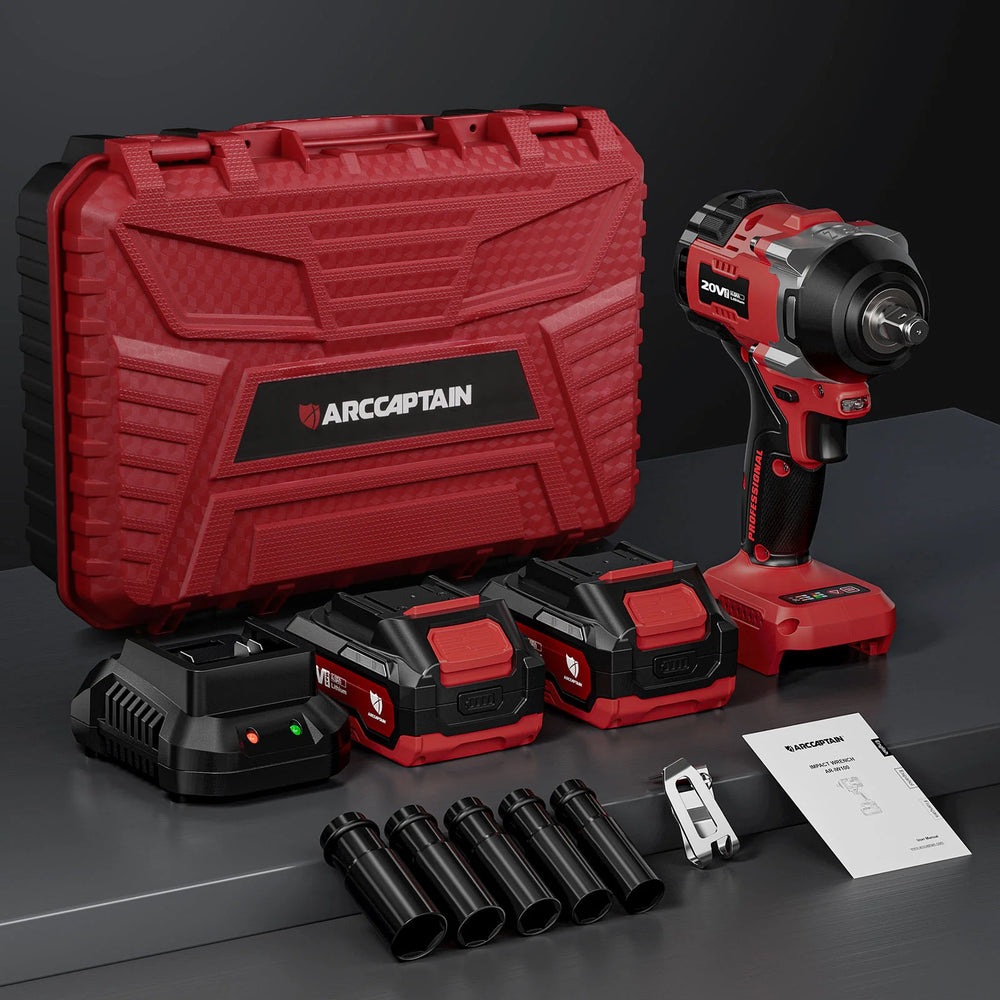 Arccaptain Impact Wrench 20V Brushless Cordless with Socket Set New