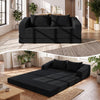 Corduroy loveseat sleeper sofa in black with two back cushions, easily converts for versatile use in living rooms or bedrooms.