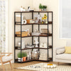 Corner Bookshelf 5-Tier L-Shaped Bookcase Etagere Bookshelf with Metal Frame-Walnut - Gallery View 1 of 11