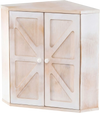 Corner bread box in white bamboo with dual-layer design and solid wood knobs, perfect for kitchen storage.