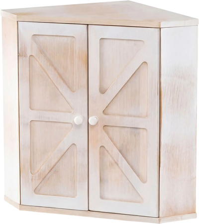 Costway Corner Bamboo Double Layer Bread Box Kitchen Counter Organizer 51165144 New