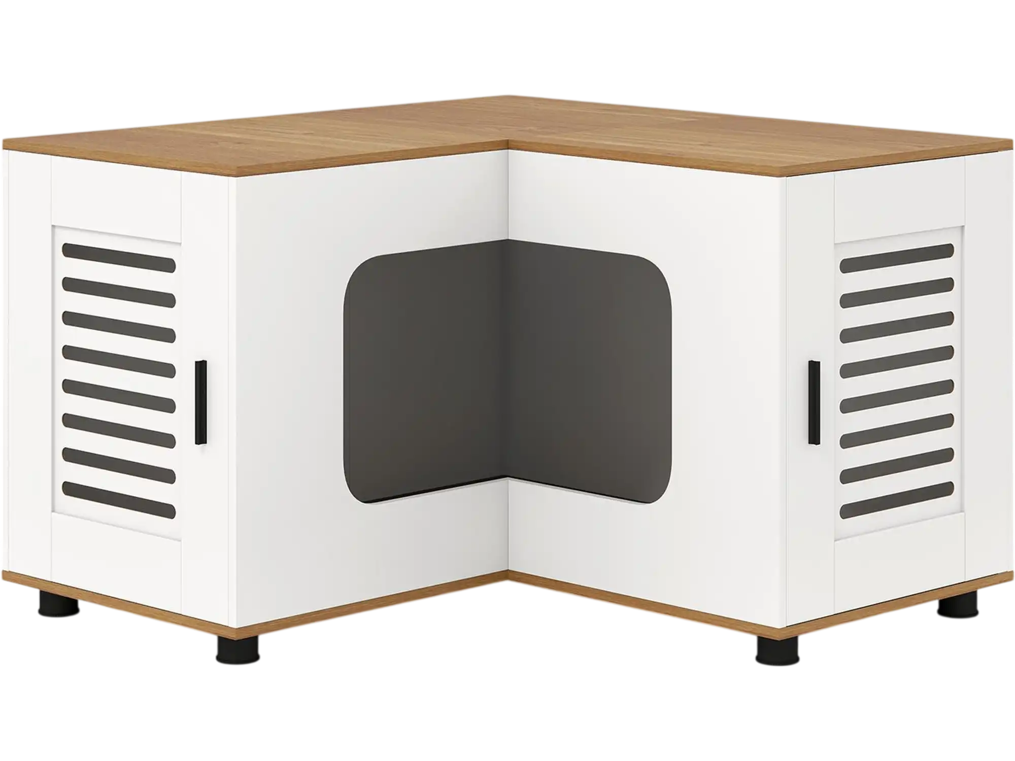 Costway Corner Cat Litter Box Enclosure Hidden Furniture Dual Rooms 26822480 New