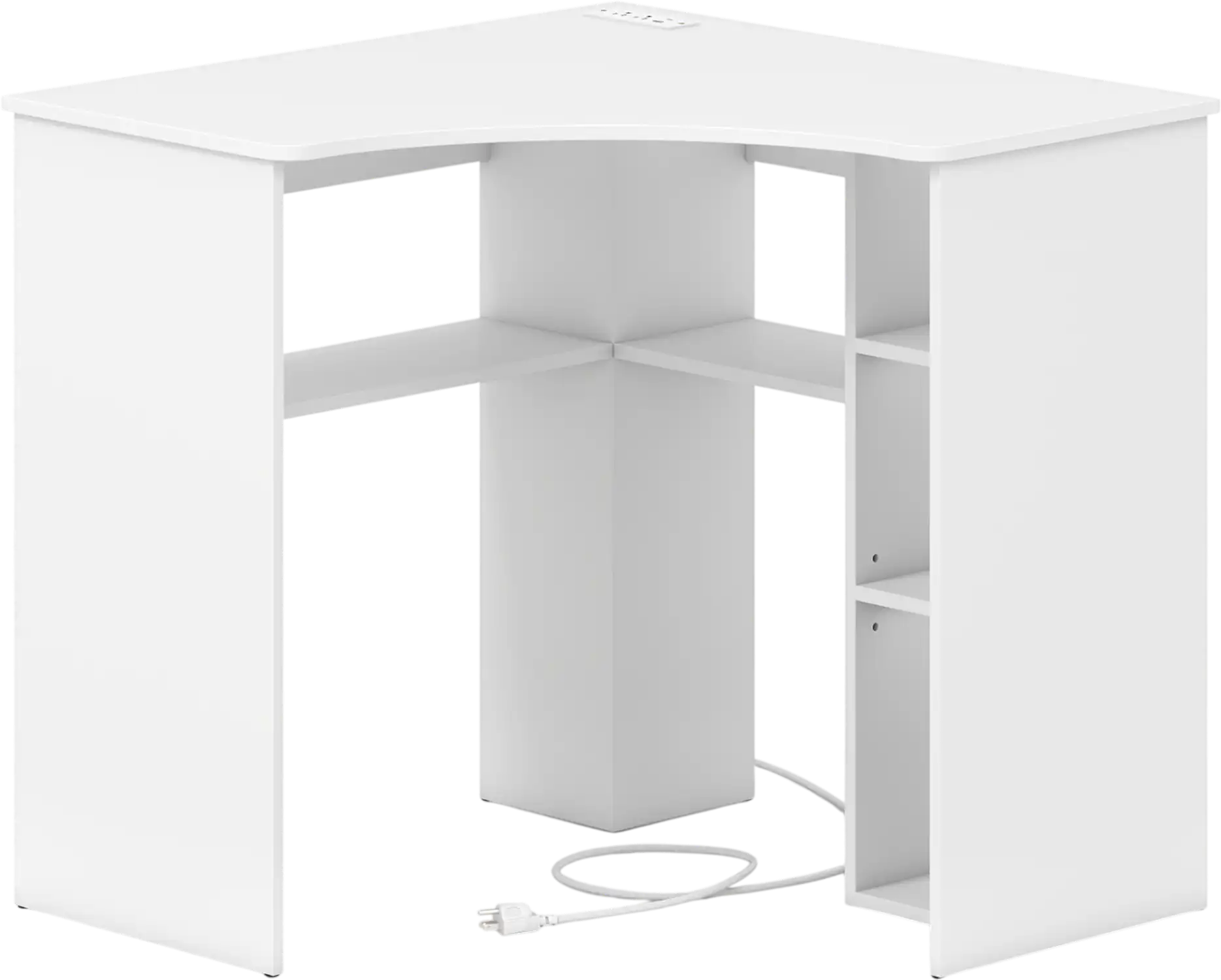 Costway Corner Computer Desk Triangle Home Office Adjustable Shelf Arc-Shaped Profile 42167358 New