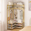 Corner Garment Rack with Open Shelves and 7 Hooks Shoe Bench-White - Gallery View 1 of 9
