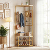 Corner Hall Tree Freestanding Coat Rack with Storage Shelves Removable Hooks-White - Gallery View 1 of 10