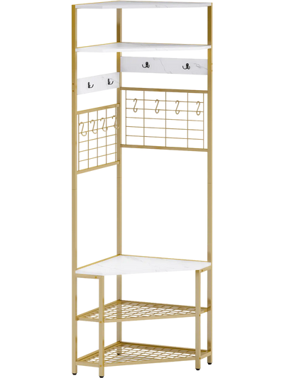 Costway 5-Tier Corner Hall Tree Shoe Storage Bench 947358261 New