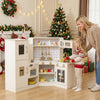 Corner kids play kitchen in beige with stoves, lights, and sounds, perfect for imaginative culinary play.