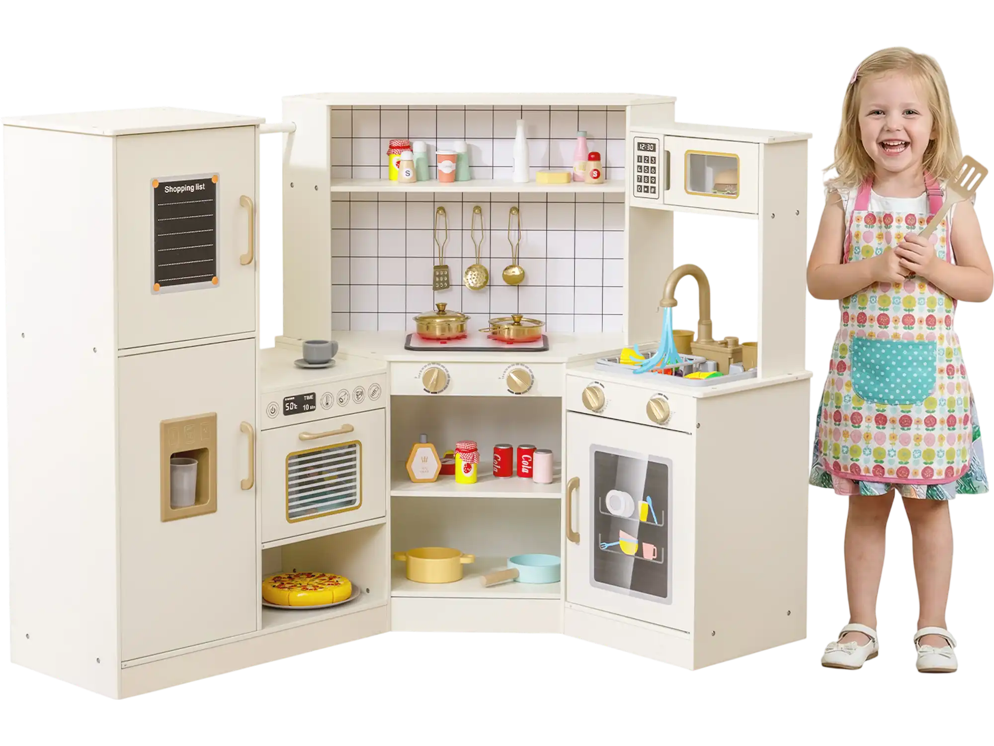 Costway Corner Kids Play Kitchen Stoves Lights Sounds 66608258 New