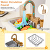 Water circulation faucet with detachable draining basket for kids' play kitchen, enhancing imaginative role-play.